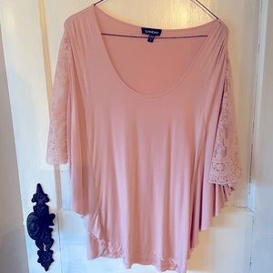 Bebe Vintage Pink Lace Top Blouse Batwing Blouse Boho Bohemian